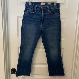 * LTJ Bambino Cropped Crease Blue Denim Jeans Size 27 Raw Hem